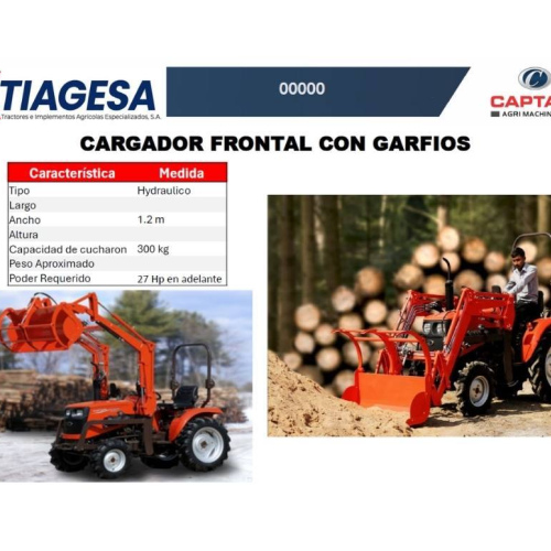 CARGADOR FRONTAL CON GARFIOS 